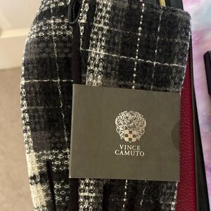 Vince Camuto Black & Red Accent Tweed Tote